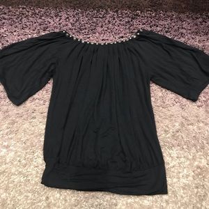 Dating Clothing Black Scoop Neck Top Size M